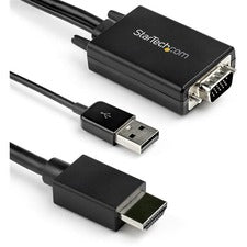 StarTech.com 6 ft. (1.8 m) VGA to HDMI Adapter - USB-Powered - 1080p 6 ft HDMI/USB/VGA Video Cable for Monitor, Video Device, Projector, Desktop Computer, Notebook, TV, Home Theater System, HDTV - First End: 1 x 19-pin HDMI 1.4 Digital Audio/Video - Male