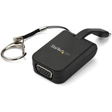 StarTech.com Portable USB-C to VGA Adapter with Quick-Connect Keychain 1 x 24-pin Type C USB Male - 1 x 15-pin HD-15 VGA Female - 1920 x 1080 Supported - Black - 1 Each