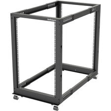 StarTech.com 18U Open Frame Rack - 4 Post - Adjustable Depth For Server, KVM Switch, LAN Switch, Patch Panel, A/V Equipment - 18U Rack Height x 19" Rack Width x 40.80" Rack Depth - Floor Standing Open Frame - Black - Steel, Cold Rolled Steel - 661.39 lb D
