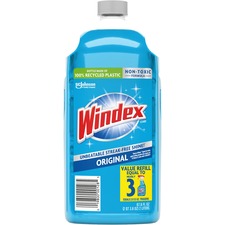 Windex® Original Glass Cleaner Refill 67.6 fl oz (2.1 quart) - Streak-free, Film-free, Phosphate-free - Blue Bottle - 6 / Carton