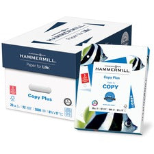 Hammermill Copy Plus 3HP Paper - White 92 Brightness - Letter - 8 1/2" x 11" - 20 lb Basis Weight - Acid-free, Pre-punched, Quick Drying - White - 500 Sheets per Ream - 10 / Carton