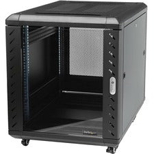 StarTech.com 15U Server Rack Cabinet - Includes Casters and Leveling feet - 32 in. Deep For Server, LAN Switch, Patch Panel, KVM Switch, A/V Equipment - 15U Rack Height x 19" Rack Width x 32" Rack Depth - Floor Standing - Black - Steel, Glass, Steel Mesh