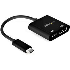 StarTech.com USB-C to DisplayPort Adapter with Power Delivery - 8K 30Hz 1 x 24-pin USB Type C USB Male - 1 x 20-pin DisplayPort DisplayPort 1.4 Digital Audio/Video Female, 1 x 24-pin USB Type C Power Female - 7680 x 4320 Supported - Black - 1 Each