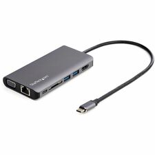 StarTech.com USB-C Multiport Adapter with HDMI or VGA and Longer Attached Cable Black - 1 Each