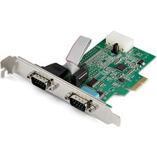 StarTech.com 2-Port PCI Express RS232 Serial Adapter Card - 16950 UART Low-profile Plug-in Card - 16950 UART - PCI Express 1.1 x1 - PC, Linux - 2 x Number of Serial Ports External - 1