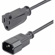 StarTech.com 1 ft. Computer Power Cord - 10-Pack For Computer, Monitor, Printer, Server - 125 V AC / 10 A - Black - 1 ft Cord Length - IEC 60320 C14 / NEMA 5-15R - North America - 10 / Pack