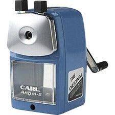 CARL Angel-5 Pencil Sharpener Desktop - 5" Height x 2.8" Width - Steel, Aluminum - Blue - 1 Each