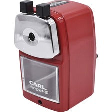 CARL Angel-5 Pencil Sharpener Desktop - 5" Height x 2.8" Width - Steel, Aluminum - Red - 1 Each