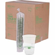 Eco-Products 16 oz GreenStripe Cold Cups 16 fl oz - Clear, Green - Polylactic Acid (PLA) - Cold Drink - 50/Pack - 20 / Carton