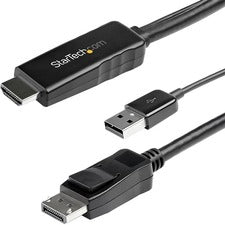 StarTech.com 2 m (6.6 ft.) HDMI to DisplayPort Cable - 4K 30Hz 6.56 ft DisplayPort/HDMI/USB Video Cable Adapter for Audio/Video Device, Desktop Computer, Monitor, Workstation, Blu-ray Player, Projector, Camera, Notebook, Computer, Tablet, Media Player, ..