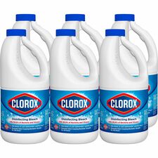 Clorox Disinfecting Bleach Concentrate - 43 fl oz (1.3 quart) - Regular Scent - Deodorize, Disinfectant - White - 6 / Carton