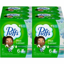 Puffs Plus Lotion Facial Tissue 2 Ply - 8.20" Width x 8.40" Length - White - 124/Box - 24 / Carton