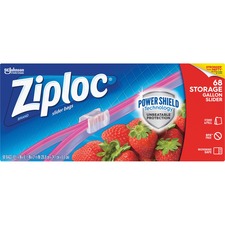 Ziploc® Gallon Storage Slider Bags Large Size - 2.63" Length x 10.56" Width x 9.50" Depth - Sliding Closure - Blue - Food, Supplies - 68 / Box