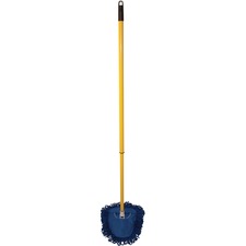 Genuine Joe Microfiber Wedge Complete Mop MicroFiber Head - Telescopic Handle - Blue - 1 Each