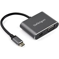 StarTech.com USB-C Display Adapters 1 x Type C USB Male - 1 x 15-pin HD-15 VGA Female, 1 x Mini DisplayPort Digital Audio/Video Female - 3840 x 2160 Supported - Space Gray - 1 Each