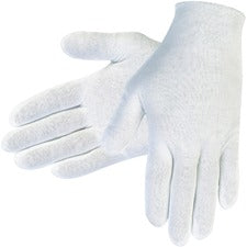 MCR Safety Inspectors Gloves Large Size - Male - White - Comfortable, Lightweight, Reversible, Breathable, Straight Thumb - For Assembling, Construction, Production, Baggage Handling - 12 / Pack