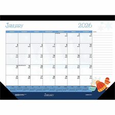 House of Doolittle Seasonal Holiday Deskpad Calendar Julian Dates - Monthly - 12 Month - January 2026 to December 2026 - Spiral Bound - Desk Pad - Multi, Black - Leatherette, Chipboard - 13" Height x 18.5" Width - Dated Planning Page, Holiday Listing, Pri