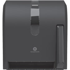 Georgia-Pacific Push Paddle Paper Towel Dispenser Roll Dispenser - 14.3" Height x 12.8" Width x 10.5" Depth - Black - Hygienic, Durable, See Through Window - 1 / Carton