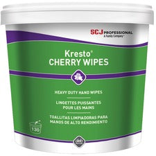 SC Johnson Kresto Heavy-Duty XL Hand Wipes Cherry - 10" Width x 12" Length - White, Red - Polypropylene - 130/Bucket - 1 Each
