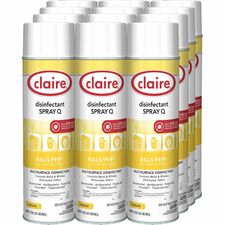Claire Multipurpose Disinfectant Spray Ready-To-Use - 17 fl oz (0.5 quart) - Lemon Scent - Antibacterial - Yellow - 12 / Carton
