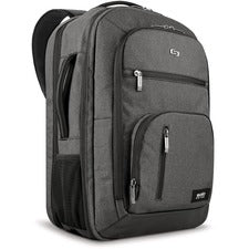 Solo Carrying Case (Backpack) for 17.3" Notebook - Gray Damage Resistant, Bump Resistant - Checkpoint Friendly - Shoulder Strap, Handle, Luggage Strap - 18" Height x 13" Width x 10" Depth - 7.93 gal Volume Capacity - 1 Each