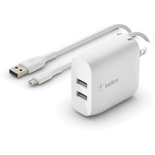 Belkin BoostCharge Dual USB-A Wall Charger 24W + USB-A to Micro-USB cable 24 W - 3.30 ft Cable - 4.80 A - 1 Each