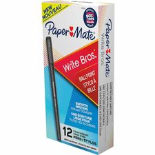 Paper Mate Write Bros. Ballpoint Stick Pens Medium Pen Point - Black Ink - Black Barrel - 1 Dozen