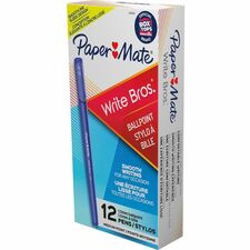 Paper Mate Write Bros. Ballpoint Stick Pens Medium Pen Point - Blue Ink - Blue Barrel - 1 Dozen