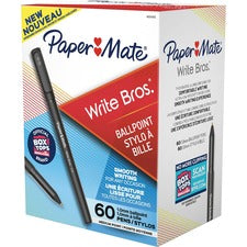 Paper Mate Write Bros. Ballpoint Stick Pens Medium Pen Point - Black Carbon Ink - 60 / Box