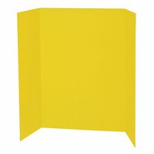 Pacon Single Wall Presentation Board 48" Board Height x 36" Board Width - Yellow Surface - Tri-fold, Recyclable, Corrugated - 4 / Carton