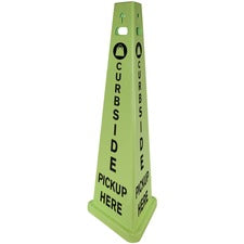 Impact TriVu 3-sided Curbside Pickup Safety Sign 14.8" Width x 40" Height x 14.8" Depth - Cone Shape - Three-sided, UV Protected - Plastic - Fluorescent Yellow - 1 Each