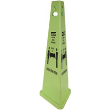 Impact TriVu Social Distancing 3 Sided Safety Cone Print/Message "Caution Maintain Social Distancing" - 40" Height x 14.8" Depth - Cone Shape - Three-sided, UV Protected - Plastic - Fluorescent Yellow - 1 Each