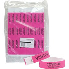 Advantus COVID Prescreened Visitor Wristbands 3/4" Width x 10" Length - Rectangle - Pink - Tyvek - 500 / Pack