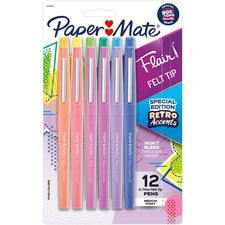 Paper Mate Flair Medium Point Pens Medium Pen Point - Assorted Ink - Water Based - 12 / Pack
