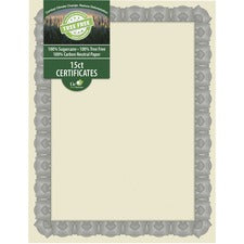 Geographics Tree Free Certificate 8.5" Width - Multicolor with Silver Border - Sugarcane - 15 / Pack