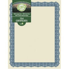 Geographics Tree Free Certificate 8.5" Width - Multicolor with Blue Border - Sugarcane - 15 / Pack