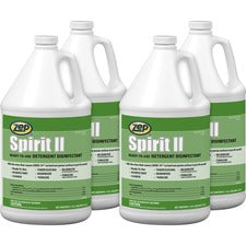 Zep Spirit II Detergent Disinfectant Ready-To-Use - 128 fl oz (4 quart) - Deodorant, Easy to Use, Non-porous - Multi Bottle - 4 / Carton