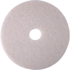 3M White Super Polish Pad 4100 Round14" Diameter x 1" Thickness - Floor, Buffing, Polishing - Ceramic Tile, Concrete, Linoleum, Marble, Vinyl Composition Tile (VCT), Vinyl, Wood Floor - 175 rpm to 600 rpm Speed Supported - Durable, Scuff Mark Remover, Hee