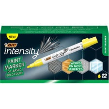 BIC Intensity Paint Marker Bullet Marker Point - Yellow Ink - Oil Based - 1 Dozen