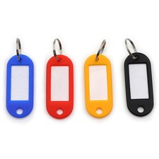 CARL Split Ring Key Tags 3" Length x 3" Width - Ring Fastener - Plastic - Assorted - 20 / Pack
