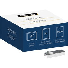 Fellowes 5000pk Half-Strip Standard Staples 1/4" - for Paper - Easy to Use - Silver - Nickel - 5000 / Pack