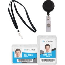 Advantus Badge Holder Horizontal/Vertical - Assorted, Clear - 50 / Pack