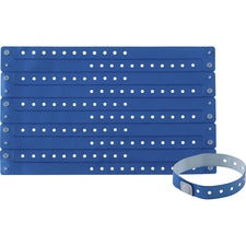Advantus Colored Vinyl Wristbands Adjustable - 0" Height x 0.6" Width x 9.8" Length - Blue - Vinyl - 100 / Pack