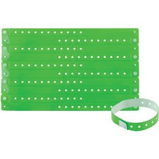 Advantus Colored Vinyl Wristbands Adjustable - 0" Height x 0.6" Width x 9.8" Length - Green - Vinyl - 100 / Pack