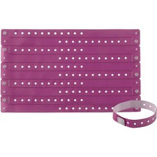 Advantus Colored Vinyl Wristbands Adjustable - 0" Height x 0.6" Width x 9.8" Length - Purple - Vinyl - 100 / Pack