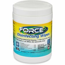 2XL FORCE2 Disinfecting Wipes 6.75" Length x 6" Width - Fast Acting, Non-toxic, Non-irritating, Pre-moistened, Alcohol-free, Phenol-free, Bleach-free, Ammonia-free - White - 220/Tub - 1 Each