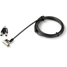 StarTech.com Universal Cable Lock 6.60 ft Cable - Portable - Keyed Lock - Black, Silver - Vinyl Coated Steel, Zinc Alloy - For Notebook, Monitor, Docking Station, Projector, Drive Enclosure