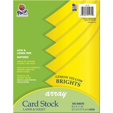 Pacon Color Brights Cardstock - Lemon Yellow Letter - 8 1/2" x 11" - 65 lb Basis Weight - Acid-free, Recyclable, Lignin-free, Buffered - Lemon Yellow - 100 / Pack
