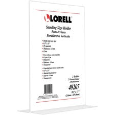 Lorell T-base Standing Sign Holders Support 8.50" x 11" Media - Acrylic - Clear - 2 / Pack