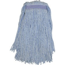 Genuine Joe Blended Yarn Mophead #24 - Stain Resistant, Cut Ends, Durable, Narrow Headband - Yarn - Blue - 1 Each